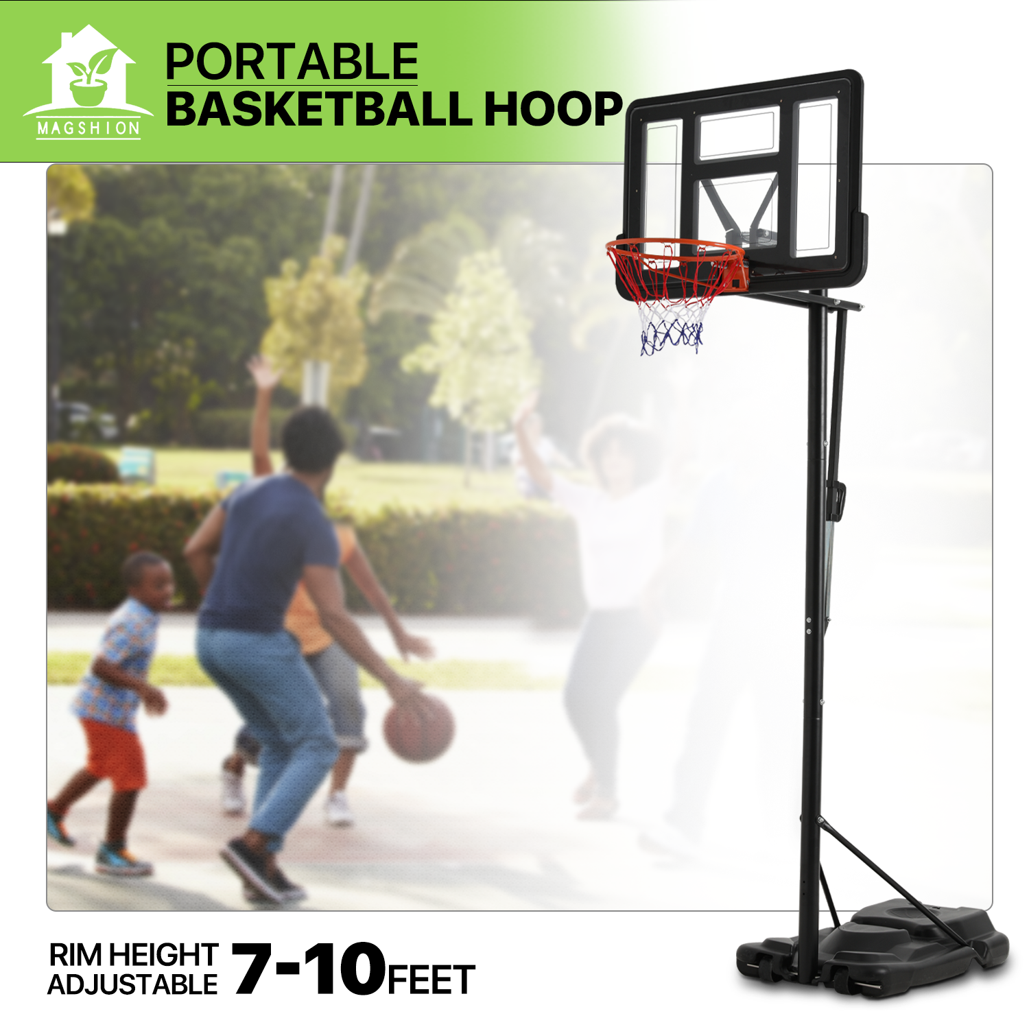 Portable Basketball Stand System Hoop Height Adjustable Net Ring Fitness  210cm | eBay